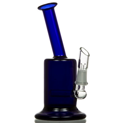 small blue water pipe with inline perc