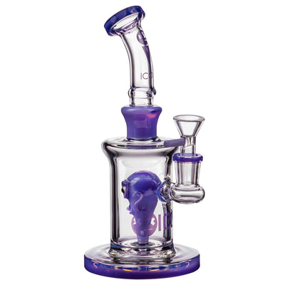 Diamond Glass Alien Head Perc Bong in Purple