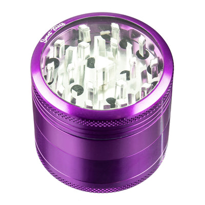 Purple 4-Piece Medium Diamond Teeth Clear Top Aluminum Grinder